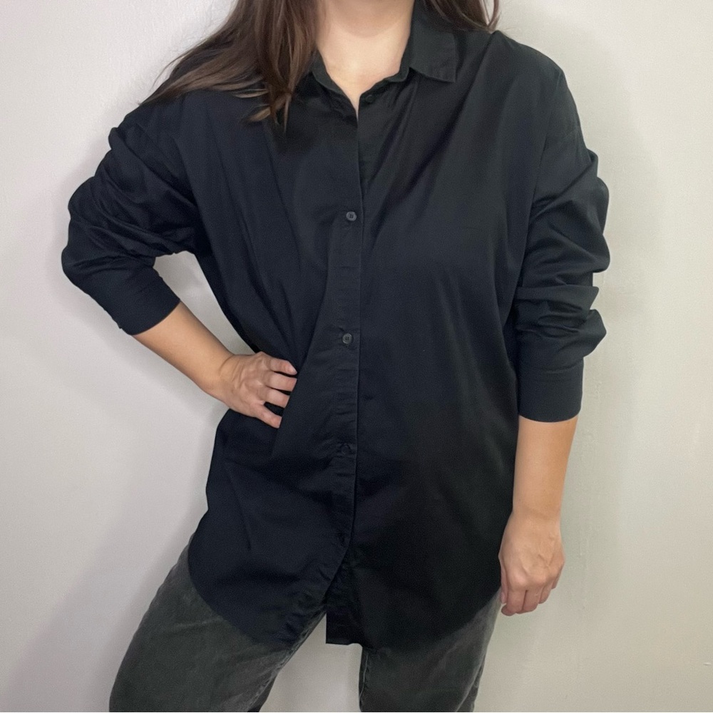 OAK + FORT Black Cotton Button-Down Shirt